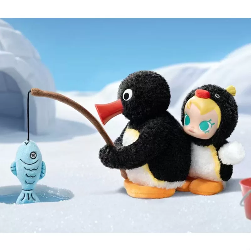 Bebé MOLLY Pingu, Serie de Pesca Feliz, Colgante de Peluche de Vinilo, Tira y afloja Secreto (1/72)