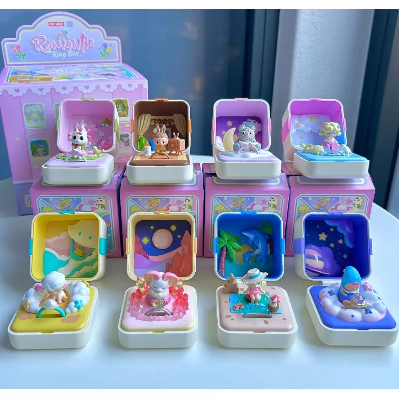Caja de anillos romántica Pop Mart Serie 1, conjunto completo abierto