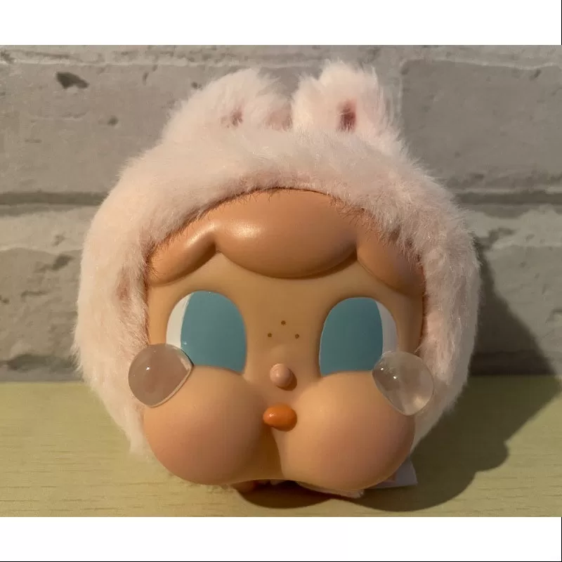 Colgante de peluche con cara de vinilo Crybaby Cring Blob, serie Bunny, rosa claro