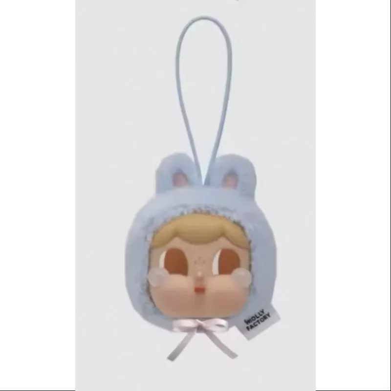 Colgante de peluche con cara de vinilo Crybaby Cring Blob, serie Conejito azul