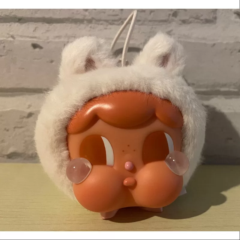Colgante de peluche con cara de vinilo Crybaby Cring Blob, serie Conejito blanco