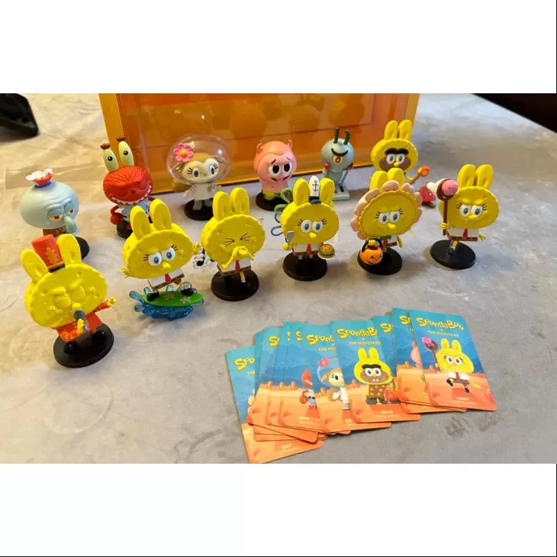 Labubu The Monsters x Bob Esponja Set completo abierto