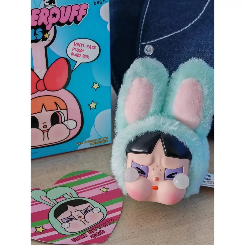 Llavero colgante de vinilo con cara de Crybaby Powerpuff Girls Serie Bunny Buttercup