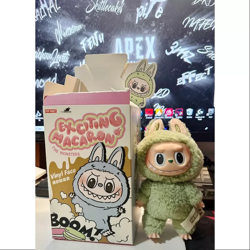 Serie de caras de vinilo de macarrones emocionantes de Labubu The Monsters, uva verde