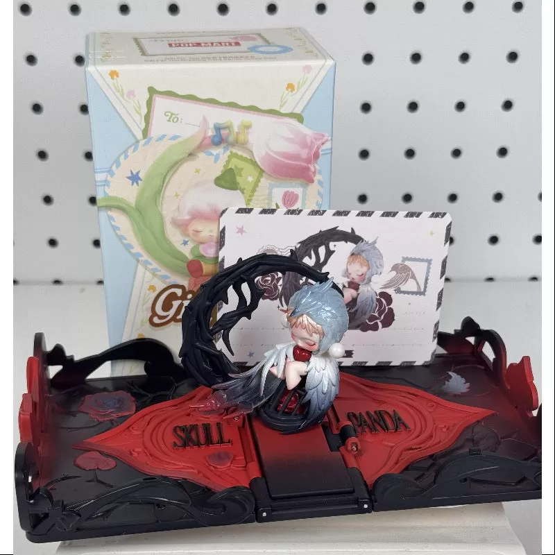 Serie de tarjetas de felicitación «Regalo para ti» de Skullpanda Pop Mart: Rosa roja de Skullpanda